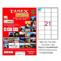 Tanex Laser Etiket 100 YP 99.1x67.7 Laser-Copy-Inkjet TW-2008 -TW-2008