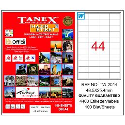 Tanex Laser Etiket 100 YP 48x25 Laser-Copy-Inkjet TW-2044 -TW-2044