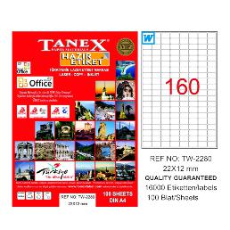 Tanex Laser Etiket 100 YP 22x12 Laser-Copy-Inkjet TW-2280 -TW-2280