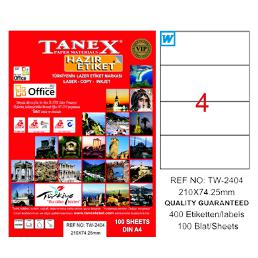 Tanex Laser Etiket 100 YP 210x74.25 Laser-Copy-Inkjet TW-2404 -TW-2404